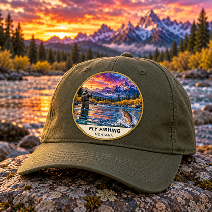 Fly Fishing Fusion UV printed patch on a cap