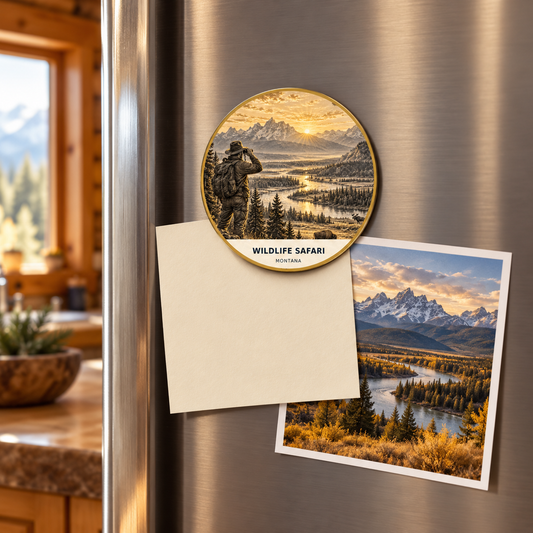 Wildlife Safari Signature 2-inch magnet shown on a refrigerator