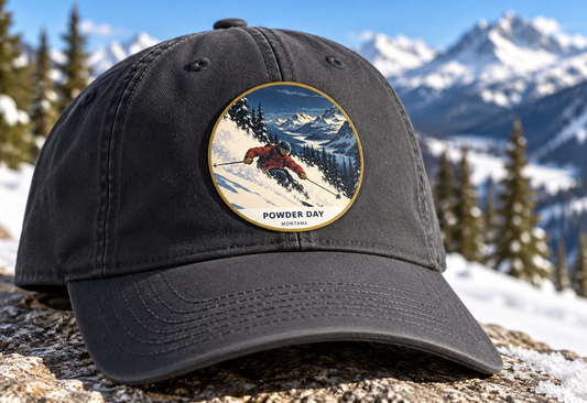 Powder Day Montana Retro patch on cap