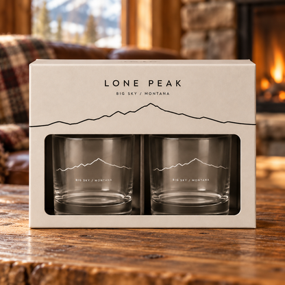 Lone Peak One Line rocks glass gift set — lodge lifestyle