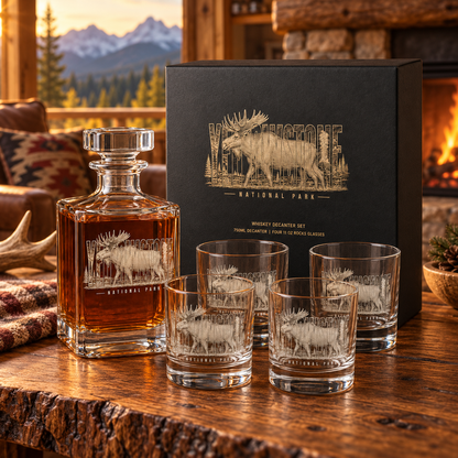 Yellowstone Moose decanter gift set — lodge lifestyle