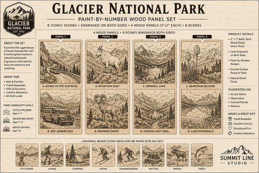 Glacier National Park — Paint-by-Number Wood Panel Set product overview