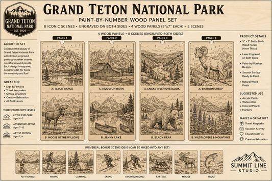 Grand Teton National Park — Paint-by-Number Wood Panel Set product overview