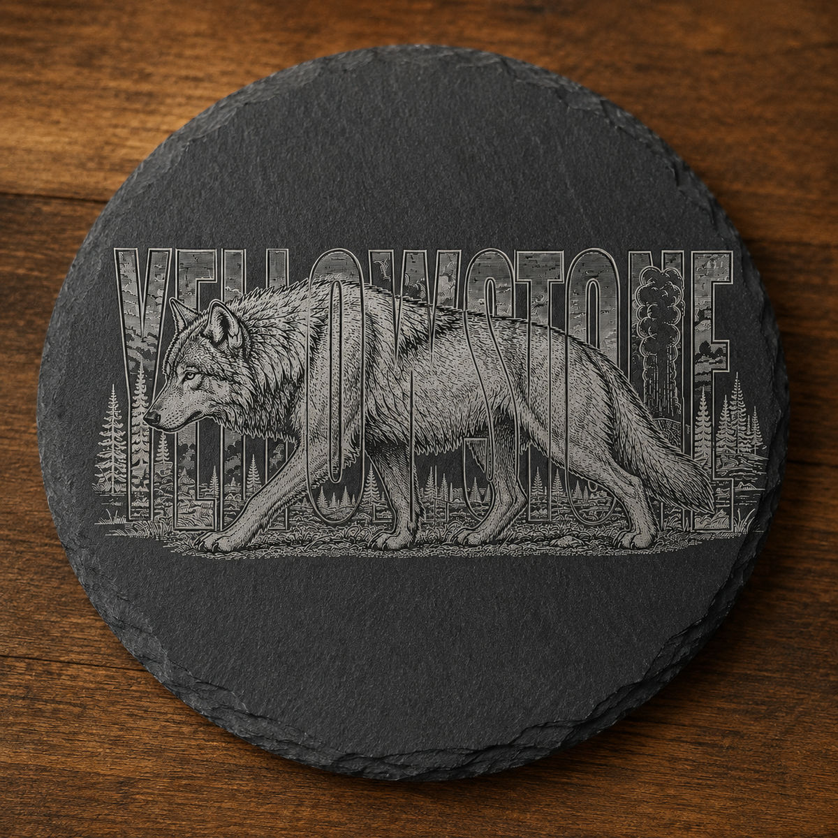 Gray Wolf Slate Coaster product image