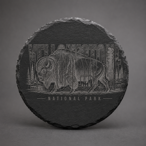 Lamar Valley Bison Slate Coaster