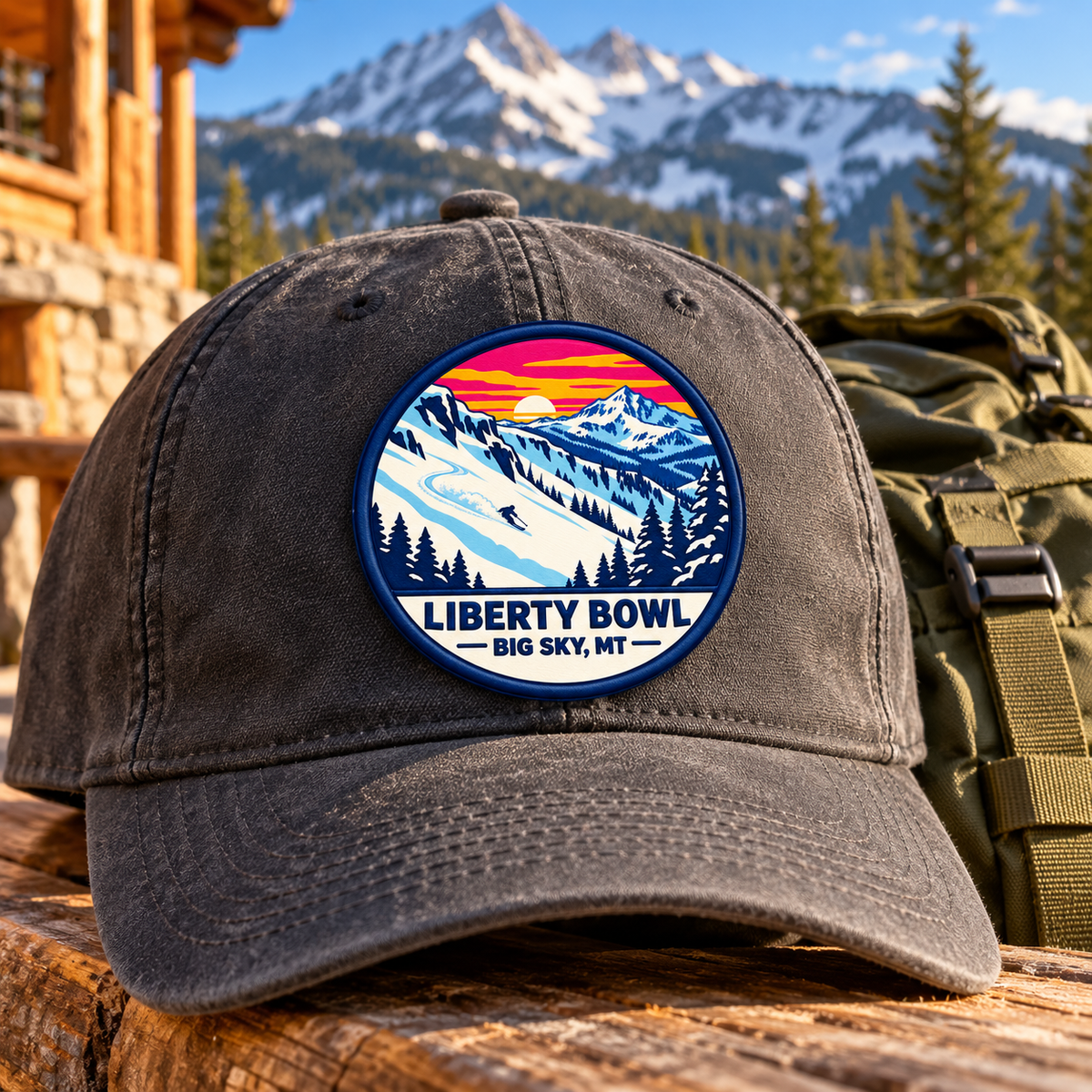 Liberty Bowl Big Sky UV-printed round patch on cap