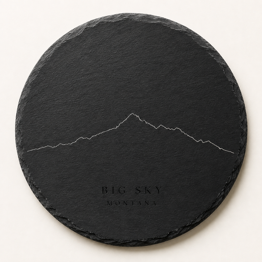 Lone Peak One Line 4 inch Round Slate Coaster product image