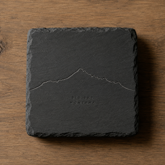 Lone Peak One Line 4 inch Square Slate Coaster product image