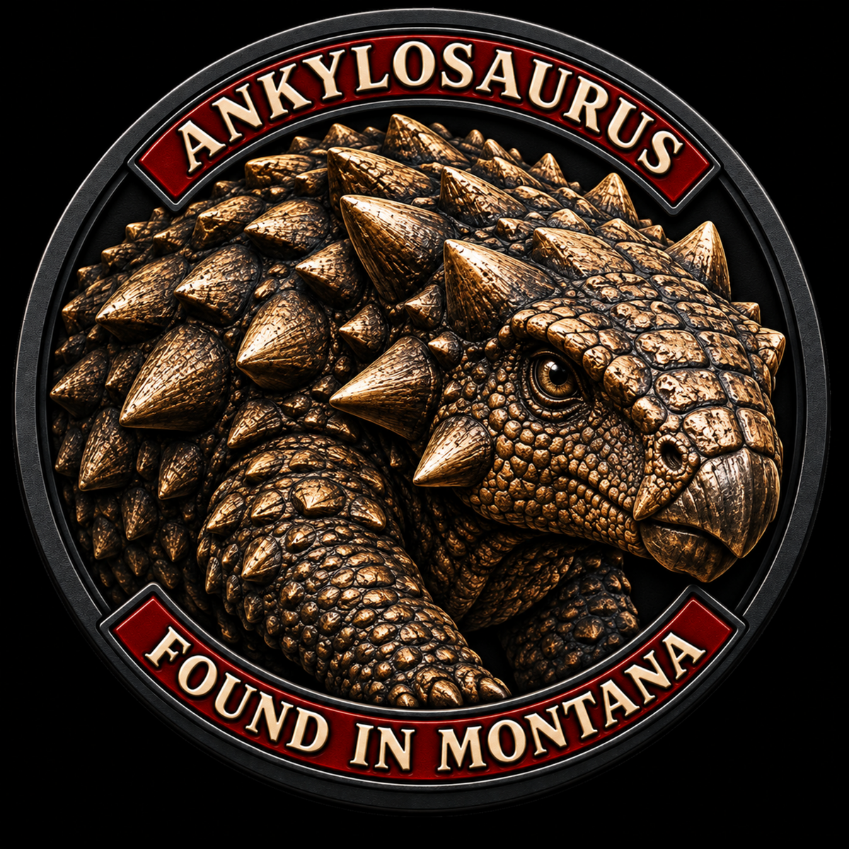 Ankylosaurus Found in Montana round 1 mm collector patch