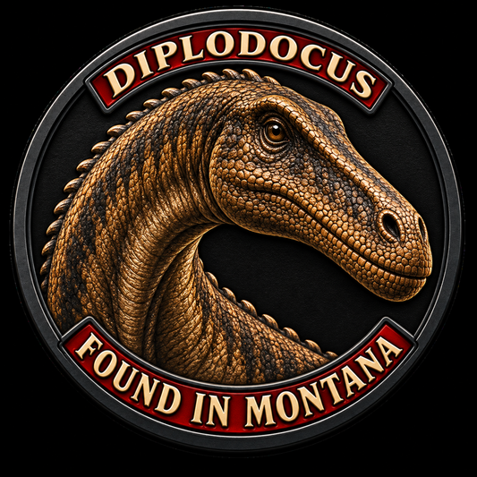 Diplodocus Found in Montana round 1 mm collector patch