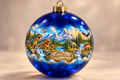 Montana Dinosaurs 2026 glass ornament