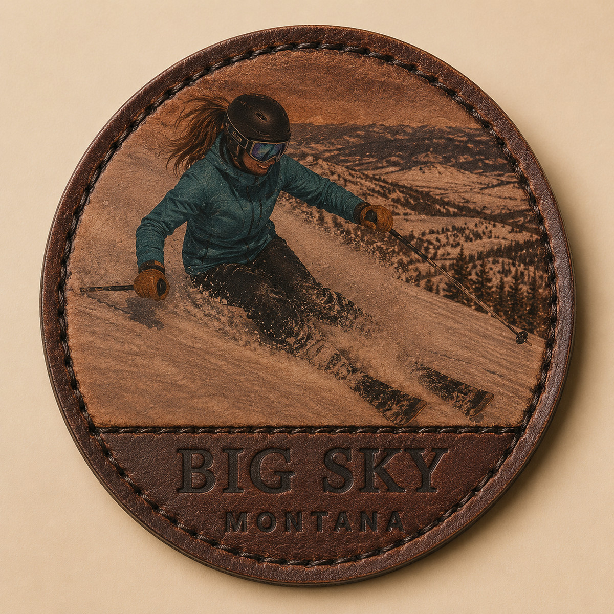 Big Sky — Male Skier — 2 Inch Patch original patch artwork