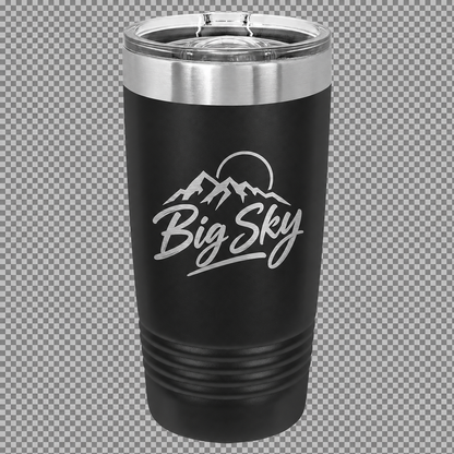 Black 20 oz. Polar Camel tumbler directly engraved with Big Sky artwork