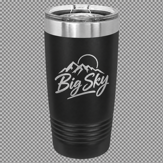 Black 20 oz. Polar Camel tumbler directly engraved with Big Sky artwork