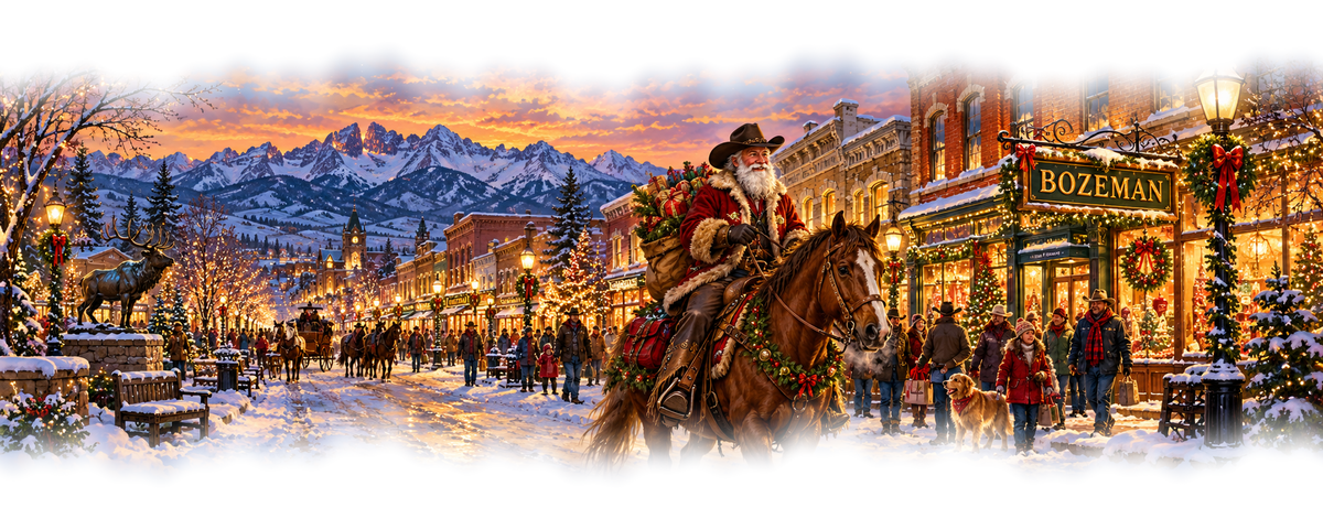 Bozeman Cowboy Santa original approved scene 1 with organic soft edges
