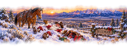 Bozeman Cowboy Santa original approved scene 2 with organic soft edges