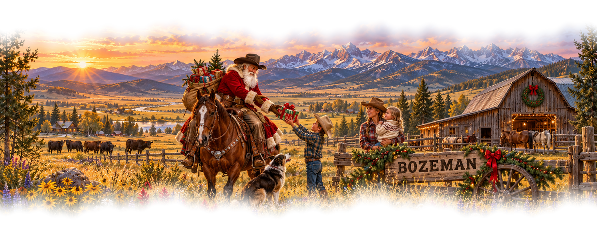 Bozeman Cowboy Santa original approved scene 4 with organic soft edges