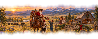 Bozeman Cowboy Santa original approved scene 4 with organic soft edges