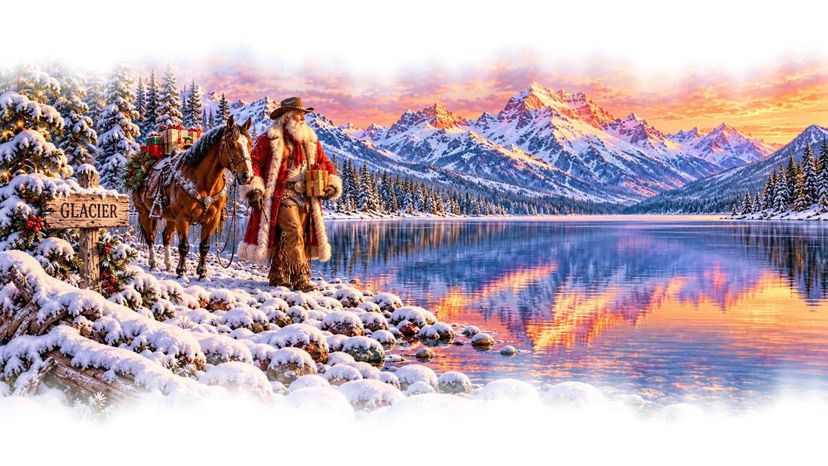 Glacier Cowboy Santa original approved scene 1 soft edges