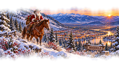 Missoula Cowboy Santa original approved scene 4 with organic edges