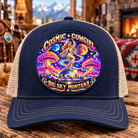 Cosmic Cowgirl Big Sky Montana — 2 Inch Round Patch
