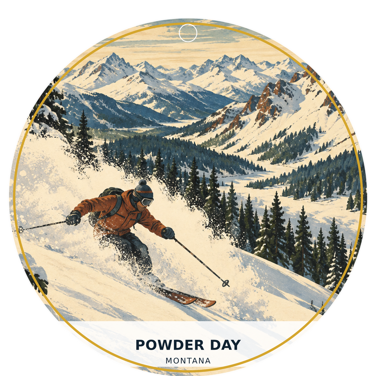 Powder Day — Classic — source artwork reference for the Montana Outdoor Adventure collection