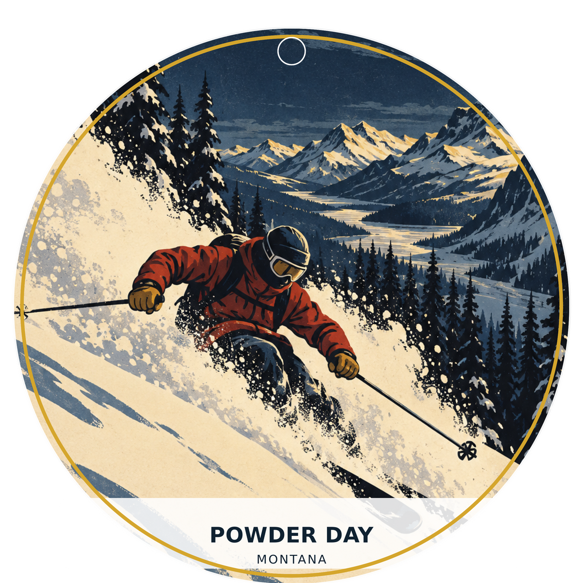 Powder Day — Retro — source artwork reference for the Montana Outdoor Adventure collection
