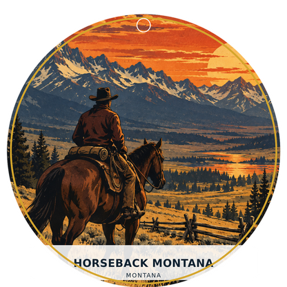 Horseback Montana — Retro — source artwork reference for the Montana Outdoor Adventure collection