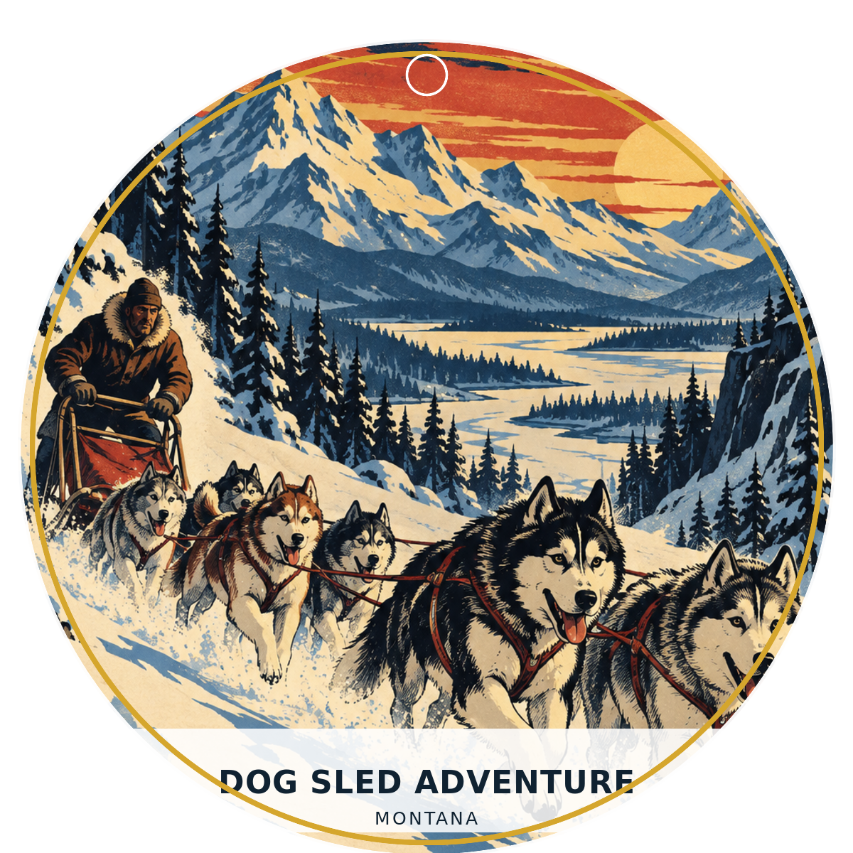 Dog Sled Adventure — Retro — source artwork reference for the Montana Outdoor Adventure collection