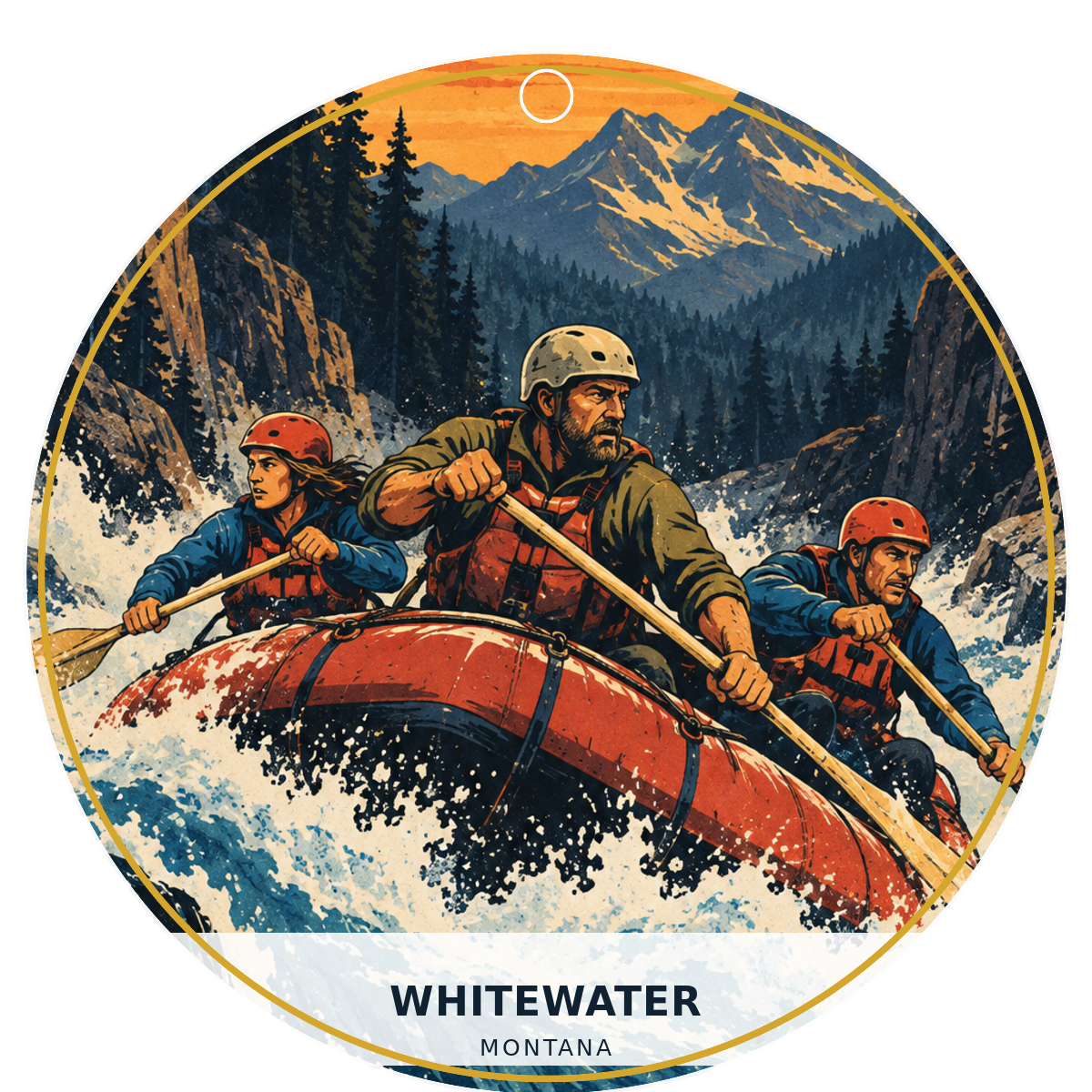 Whitewater — Retro — source artwork reference for the Montana Outdoor Adventure collection