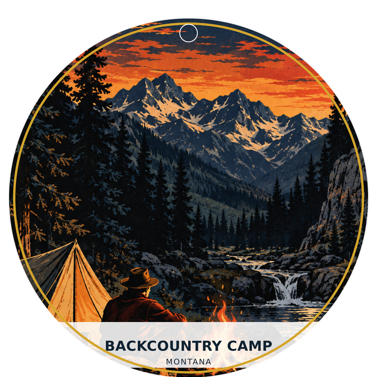 Backcountry Camp — Retro — source artwork reference for the Montana Outdoor Adventure collection