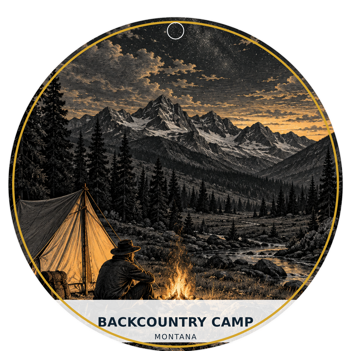 Backcountry Camp — Signature — source artwork reference for the Montana Outdoor Adventure collection