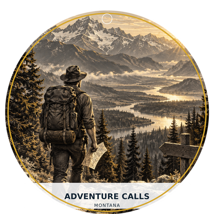 Adventure Calls — Signature — source artwork reference for the Montana Outdoor Adventure collection