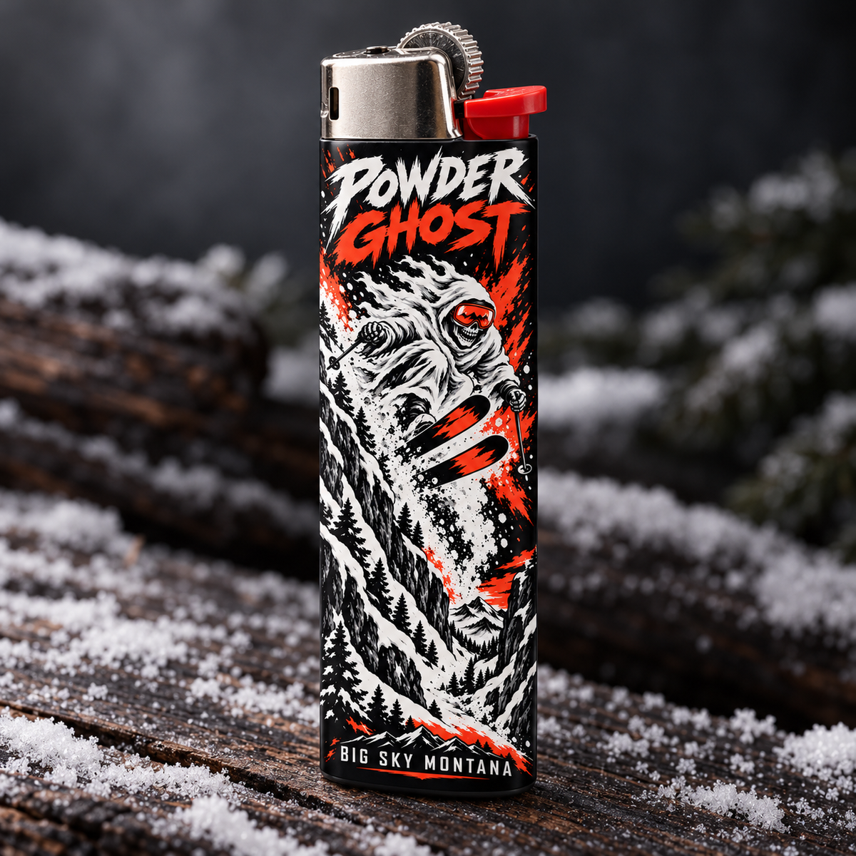 Powder Ghost Big Sky Montana regular lighter product visualization