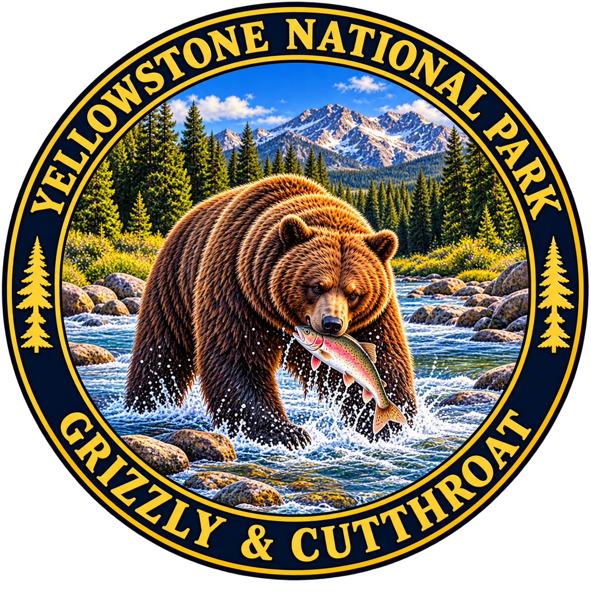 Grizzly and Cutthroat Trout — source artwork reference for the Yellowstone collection