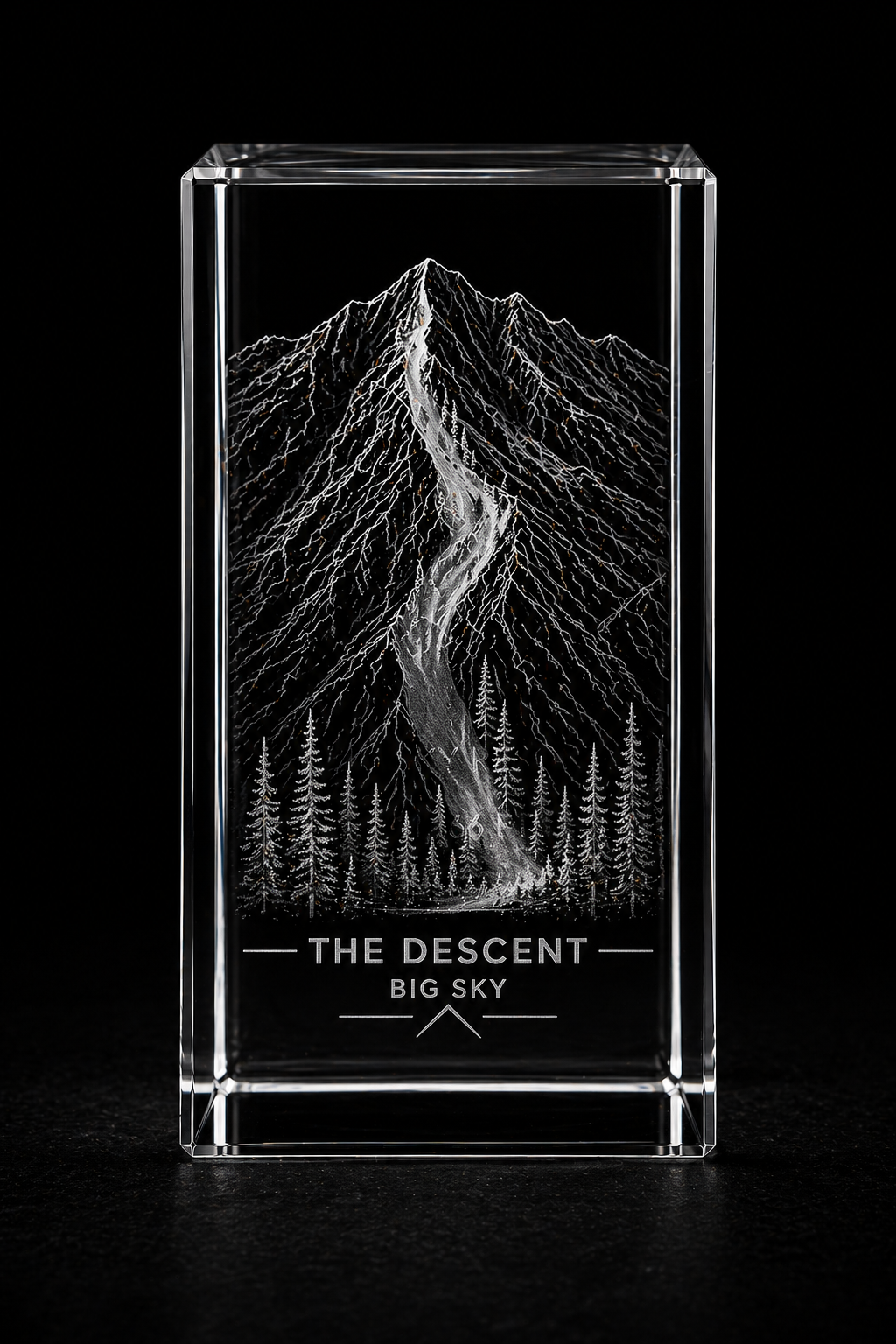 The Ridge - k9 Crystal Engraving
