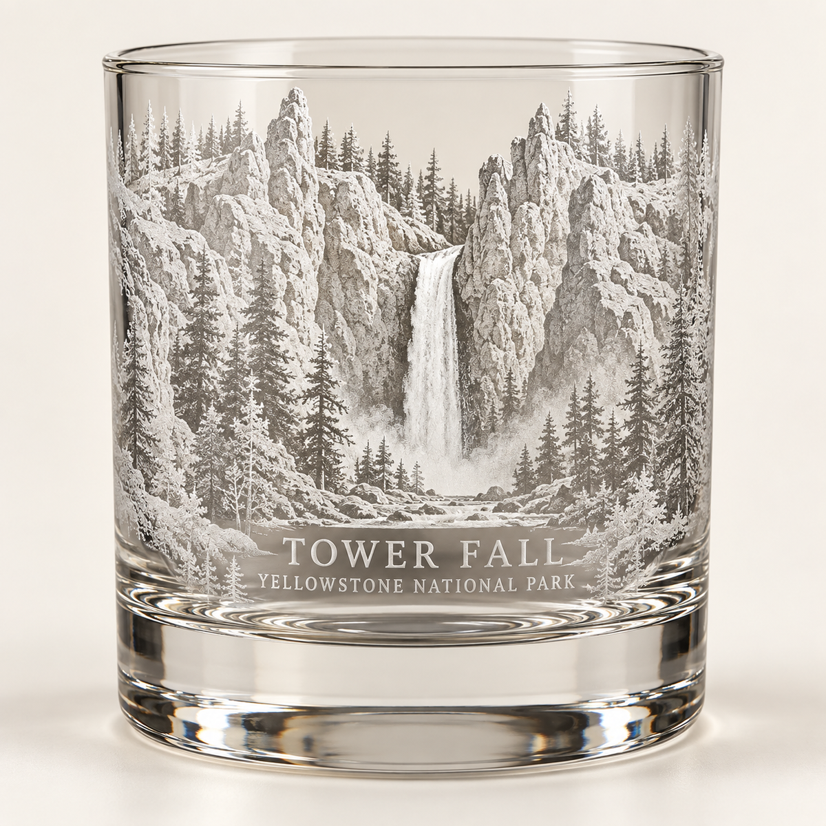 Tower Fall Rocks Glass — product mockup