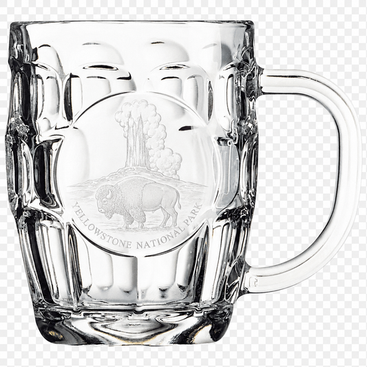 Yellowstone National Park engraved 20 oz clear handled beer mug