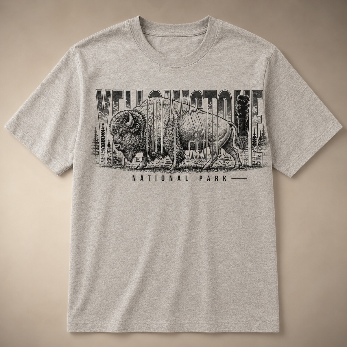 Yellowstone National Park Bison Ash T-Shirt product image