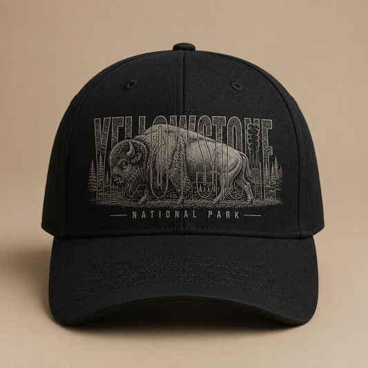 Yellowstone National Park Bison Black Structured Cap product image