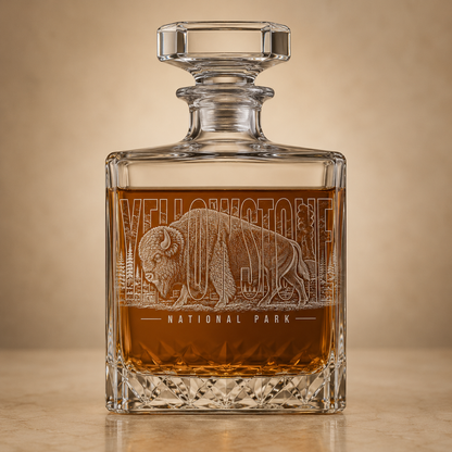 Yellowstone National Park Bison Whiskey Decanter product image