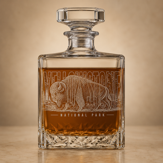 Yellowstone National Park Bison Whiskey Decanter product image
