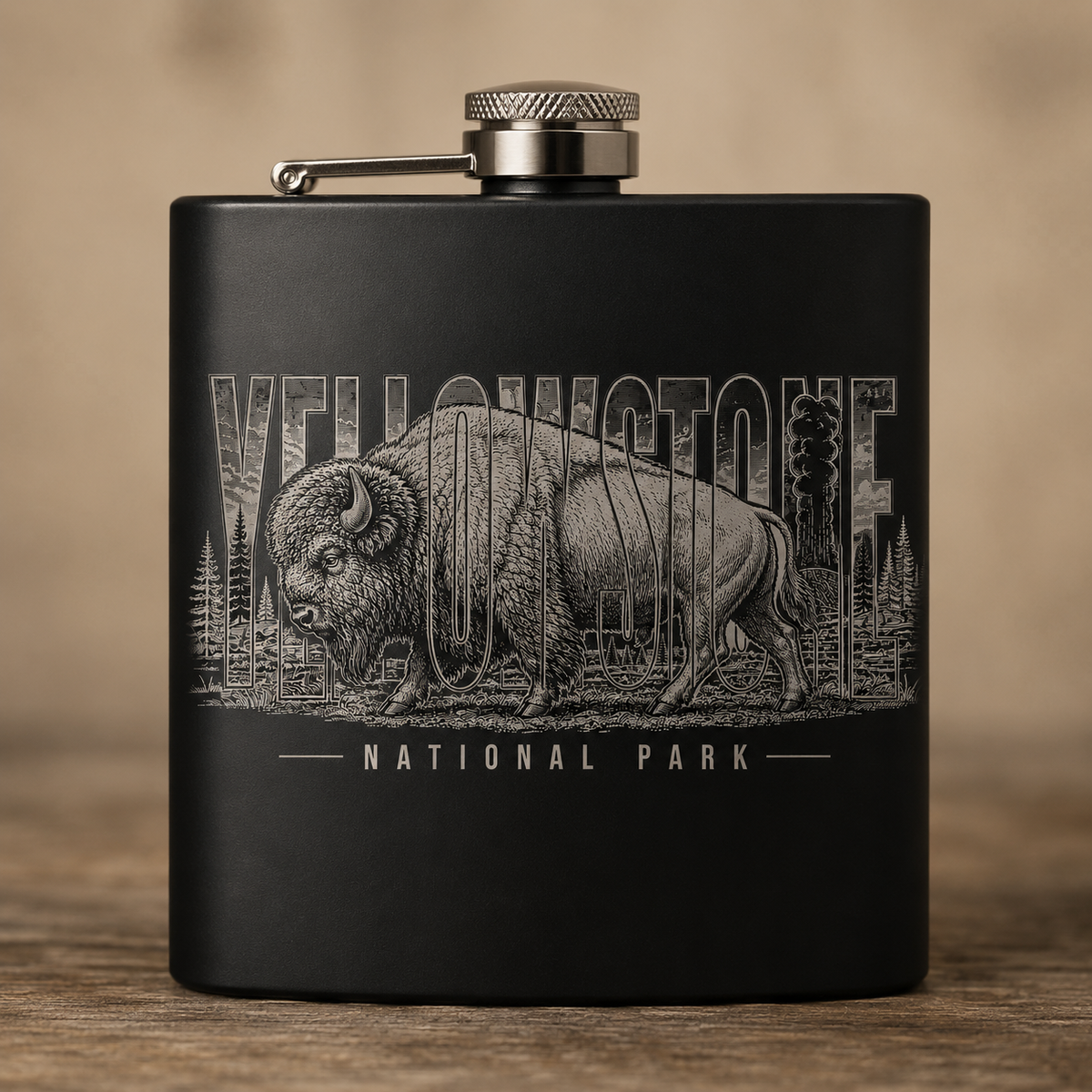 Yellowstone National Park Bison Premium Flask product image
