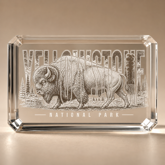 Yellowstone National Park Bison K9 Crystal Paperweight product image