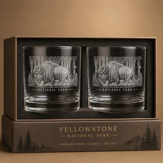 Yellowstone National Park Bison Rocks Glass Gift Set product image