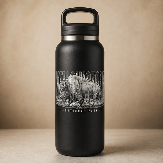 Yellowstone National Park Bison 22 oz Water Bottle product image