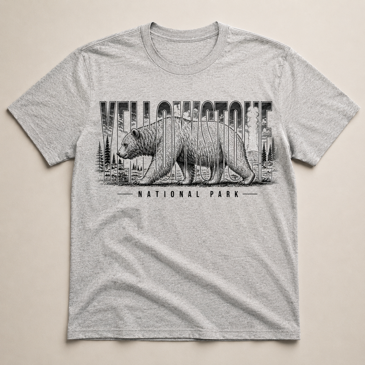 Yellowstone National Park Grizzly Ash T-Shirt product image