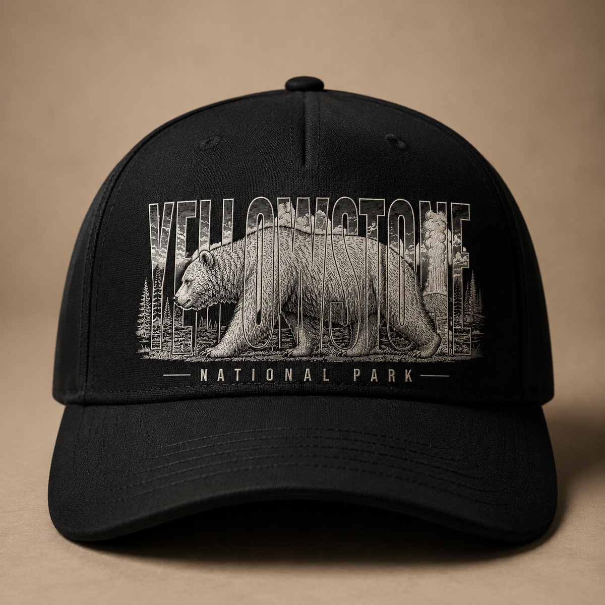 Yellowstone National Park Grizzly Black Structured Cap product image