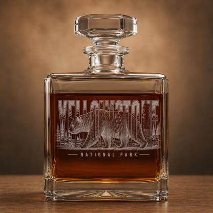 Yellowstone National Park Grizzly Whiskey Decanter product image