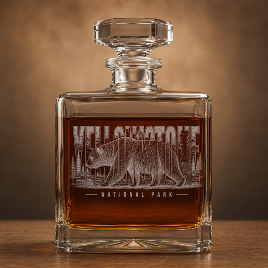 Yellowstone National Park Grizzly Whiskey Decanter product image